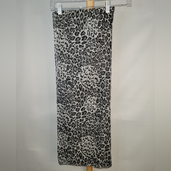Vintage Black Grey white scarf sheer animal print chiffon handkerchiefs - Picture 2 of 9